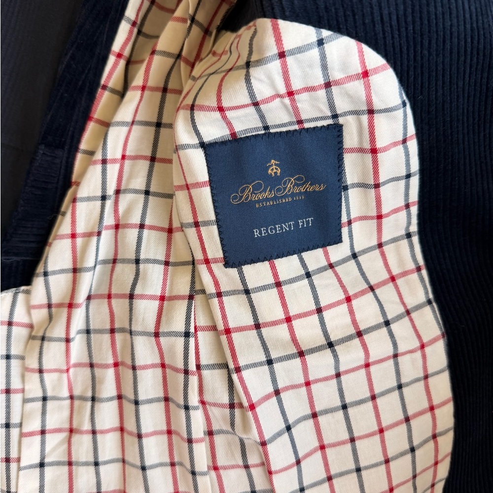 Brooks Brothers Navy and Red Checkered Blazer